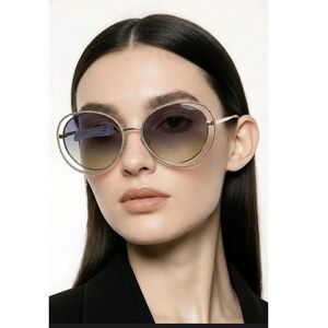 Miu Miu Round Double Rim Sunglasses Silver Rope Texture Gradient Lens UN0794A3